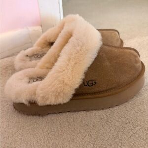 UGG Brown Suede Slippers with Cream Lining